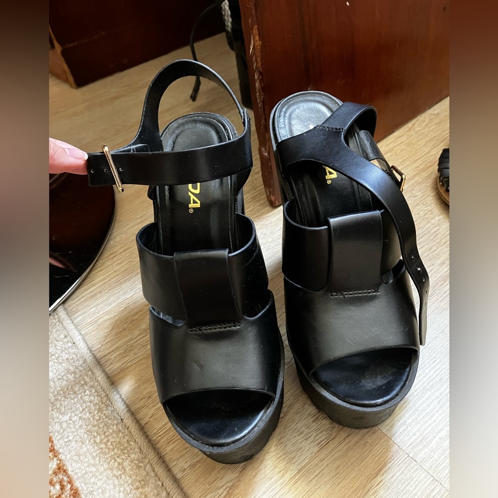 Black platform high heels